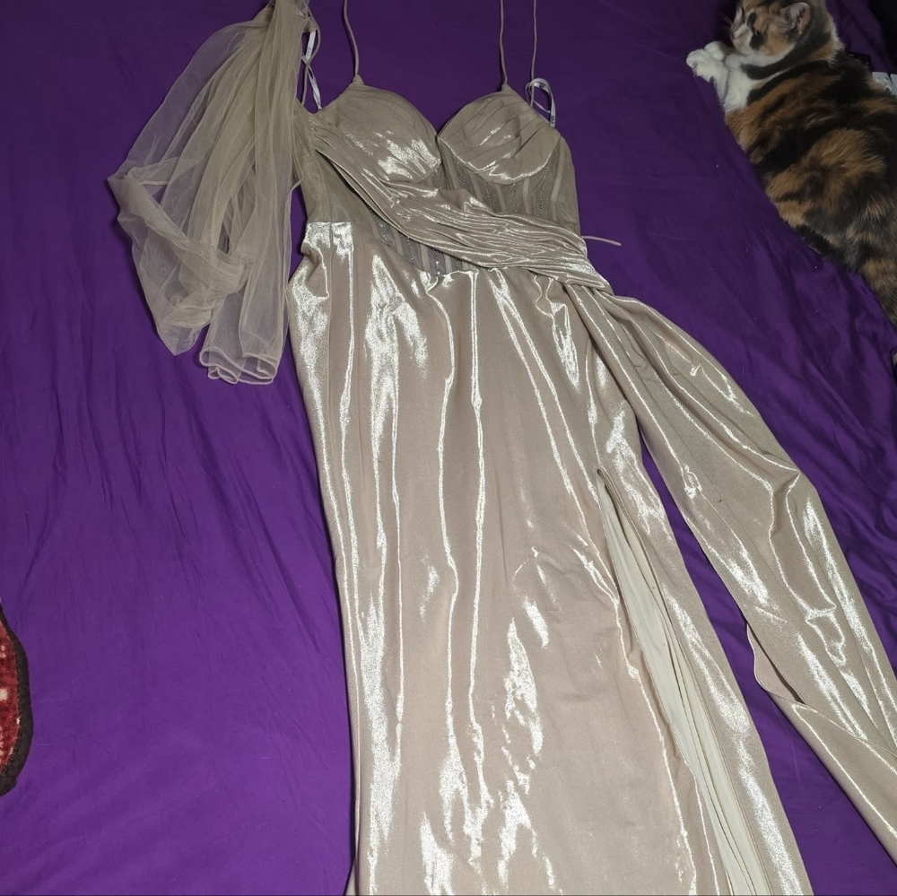 Elegant Cream Satin Nightgown